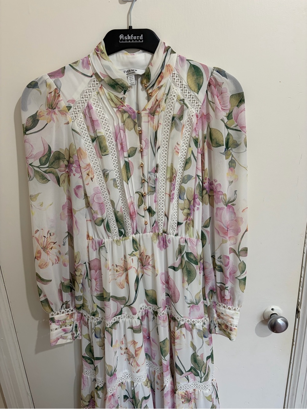 Ever New White Floral Maxi Dress with Pink & Green Print - Picture 8 of 9